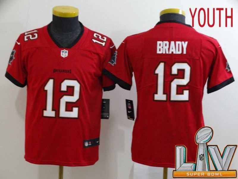 Super Bowl LV 2021 Youth Tampa Bay Buccaneers 12 Brady Red New Nike Limited Vapor Untouchable NFL Jerseys